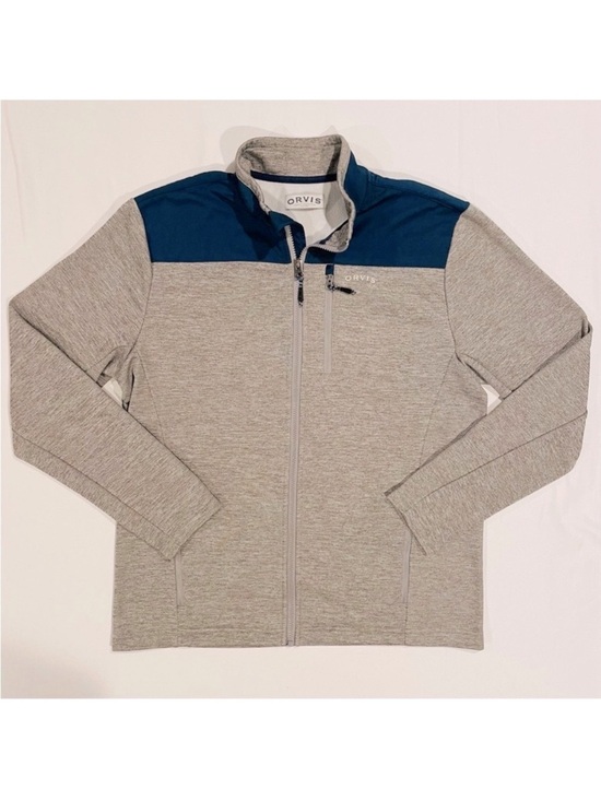 Orvis Other - Orvis Full Zip Jacket Mens Medium Bonded Mesh Light Grey Navy Zippered Spring